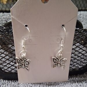 Silver Butterfly Drop Earrings - Women Jewelry